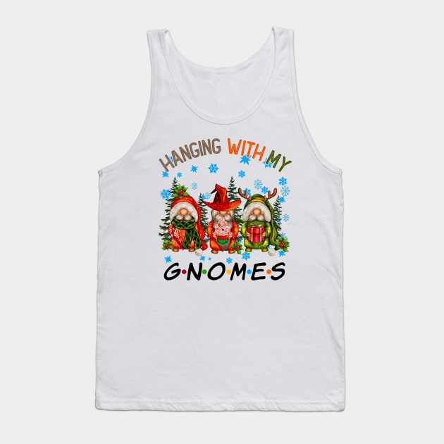 Funny Christmas Gnome Hanging With My Gnomies Family Pajamas Tank Top by JennyArtist